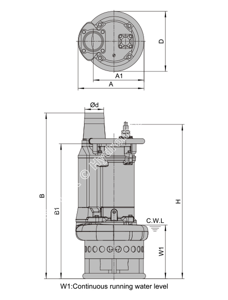 Hydroman Electric Submersible Agitator Pump Dimension and Weight