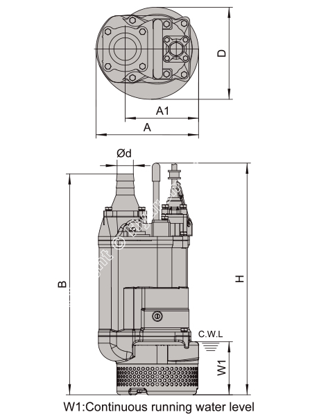 Submersible Effluent Sewage Pump Dimensions