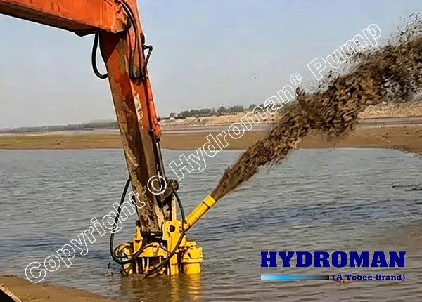 Excavator Mounted Dredge Pump Attachment in Dredging Projects